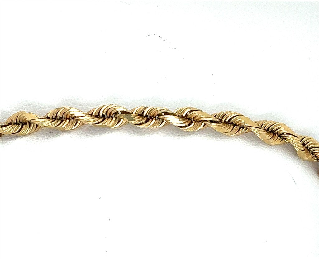 14K Yellow Gold Rope Chain Bracelet – 7"