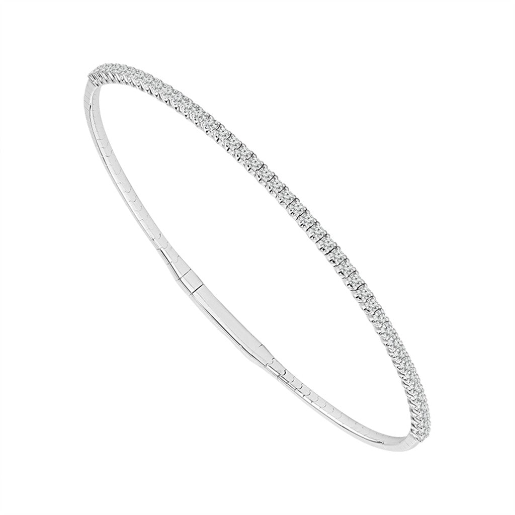 14K White Gold .55CTW Diamond Flexie Bangle