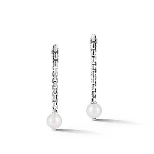 JAI Sterling Silver 1.5 Fresh Water Pearl Box Chai | Silver Earrings