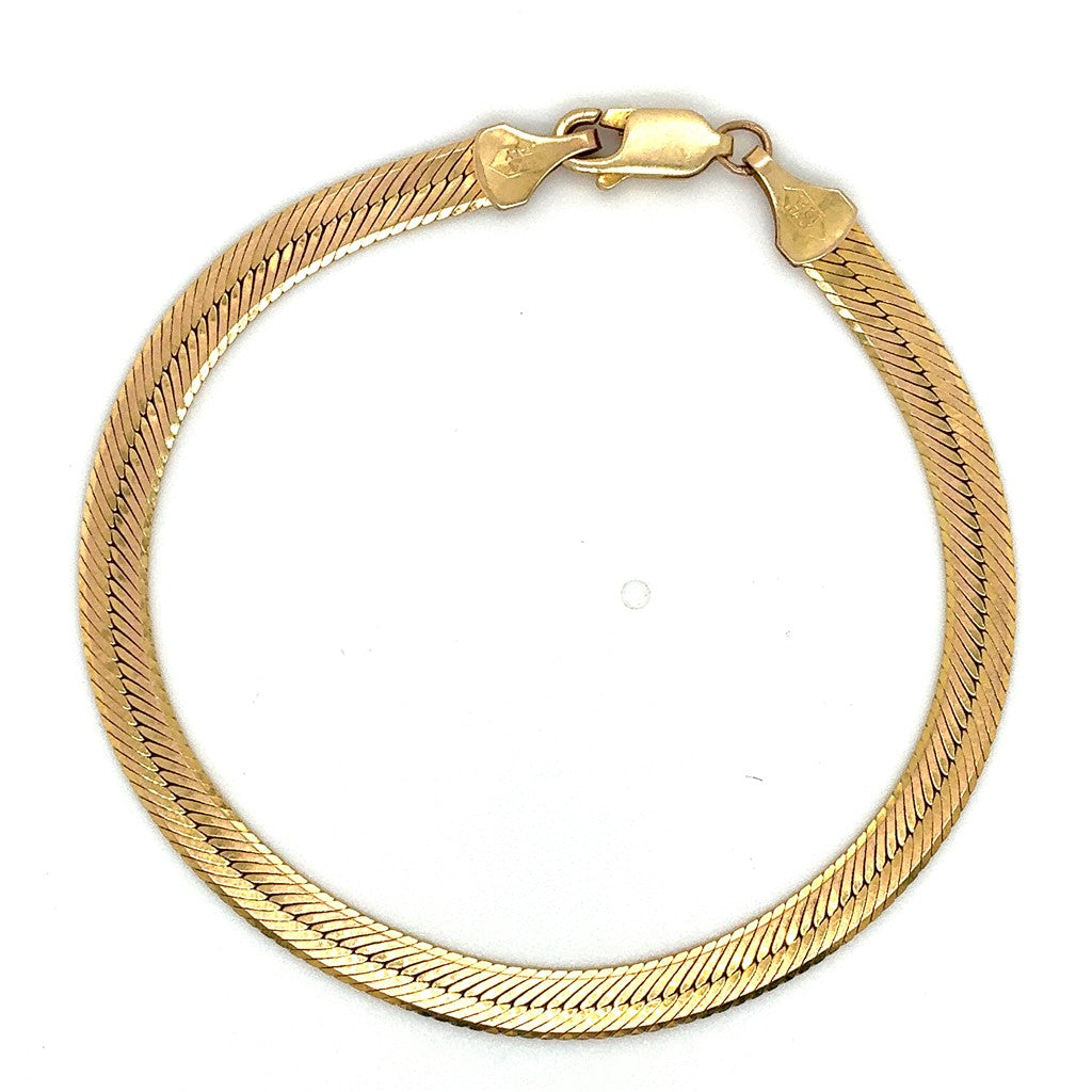 14K Yellow Gold Herringbone Bracelet – 7.25"