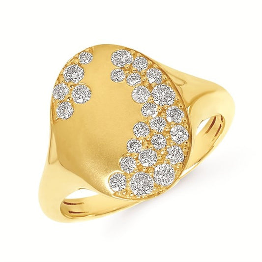 14K Yellow Gold Scattered Diamond Signet Ring – .50CTW