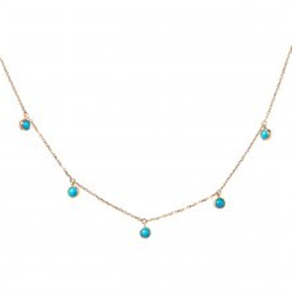 14K Yellow Gold Turquoise Droplet Necklace