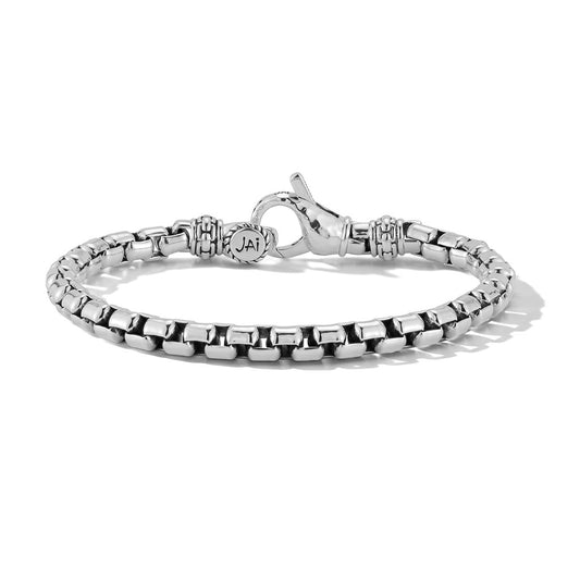 JAI Sterling Silver 5.3mm Box Chain Bracelet, Size | Silver Bracelets
