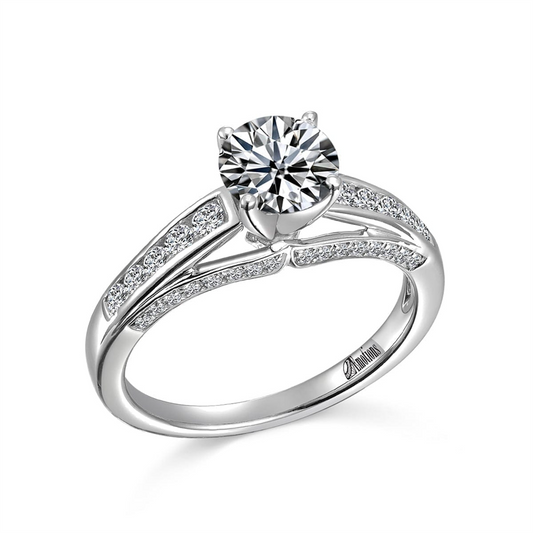 Delicate Diamond Solitaire Ring Semi-Mount with Elegant Gallery Design