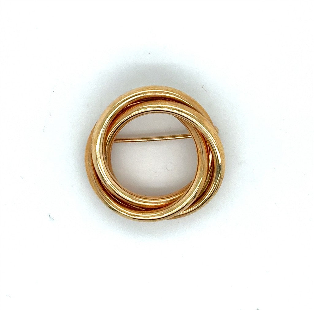 14K Yellow Gold Estate Pin with Interlaced Circles