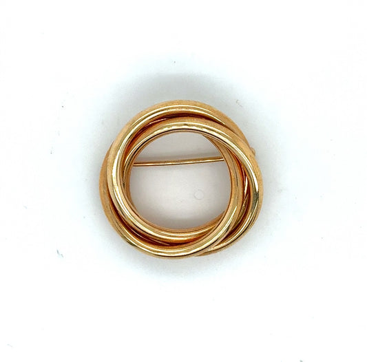 14K Yellow Gold Estate Pin with Interlaced Circles