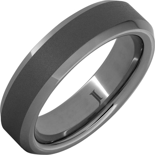 6MM Tungsten Carbide Flat Bevel Sandblast Finish Wedding Band – Modern Durability