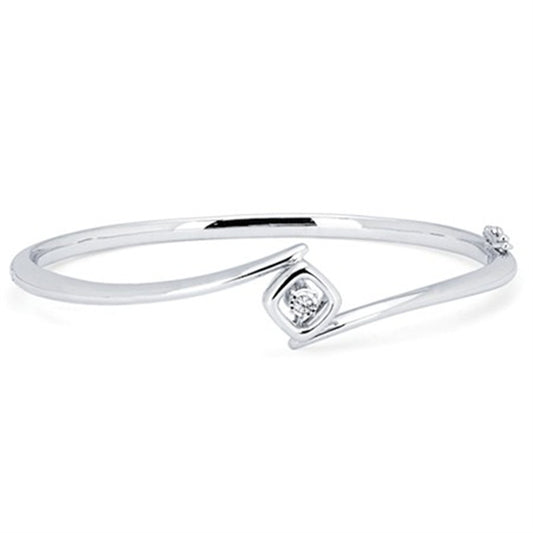 SS .05CTW Shimmering Diamonds Bangle Bracelet