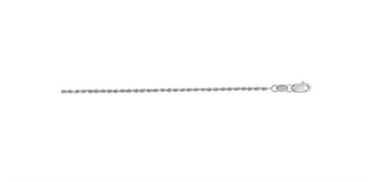 14K White Gold 18" Diamond-Cut Rope Chain with Pear-Shaped Lobster Clasp