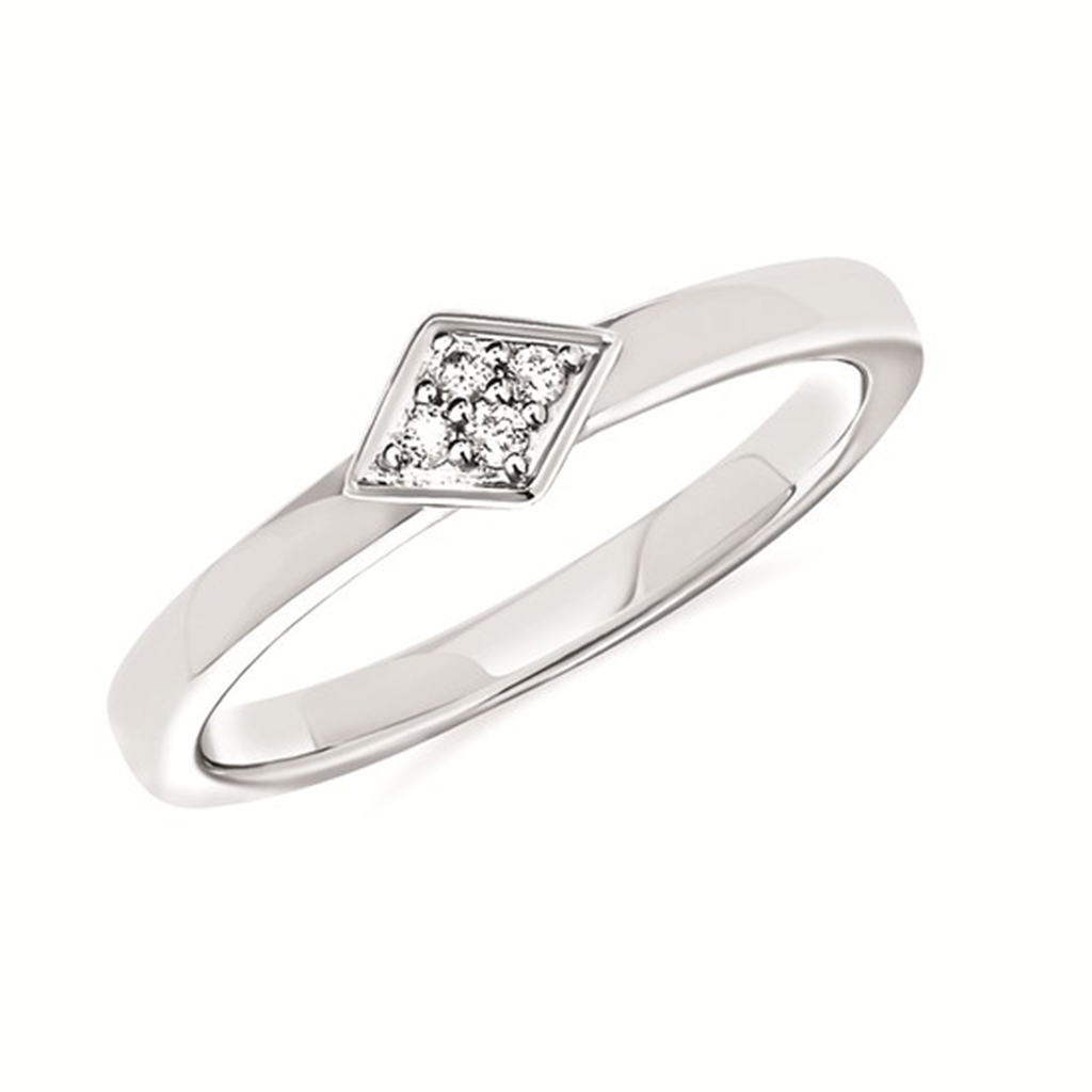 SS .05CTW Diamond Stackable Band – 4 Round Diamonds