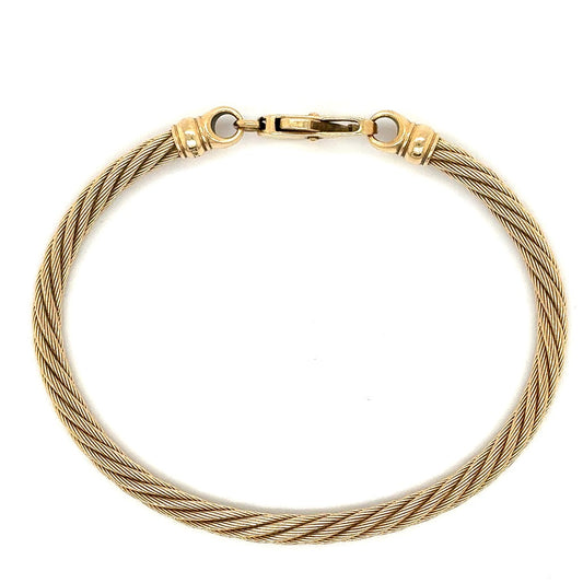 14K Yellow Gold Twisted Rope Bangle Bracelet with Clasp
