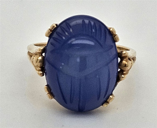 14K Yellow Gold Ring with Blue Stone Size 6.5