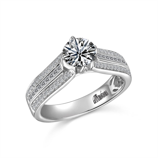 Stunning Solitaire Ring Semi-Mount with Princess-Cut Diamond Accents