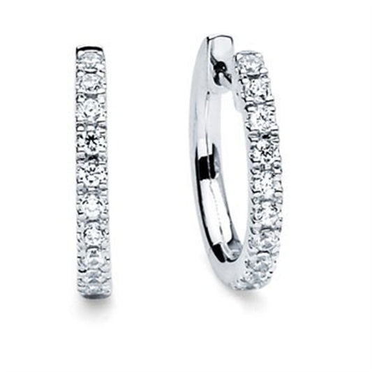14K White Gold .20CTW Diamond Hoop Earrings