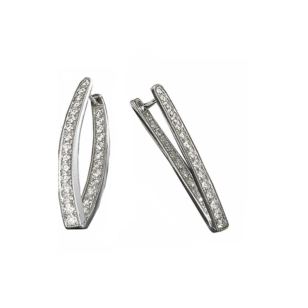 18KT Palladium White Gold V Hoop Earrings