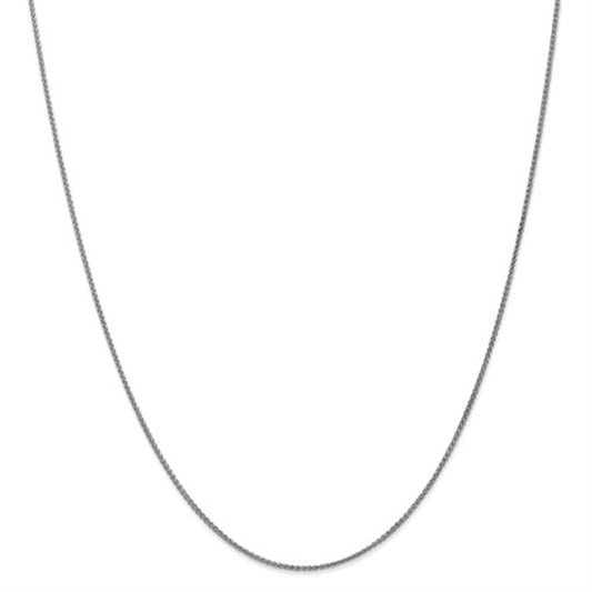 14K White Gold 1.2MM Wheat Chain – 18" Lobster Clasp