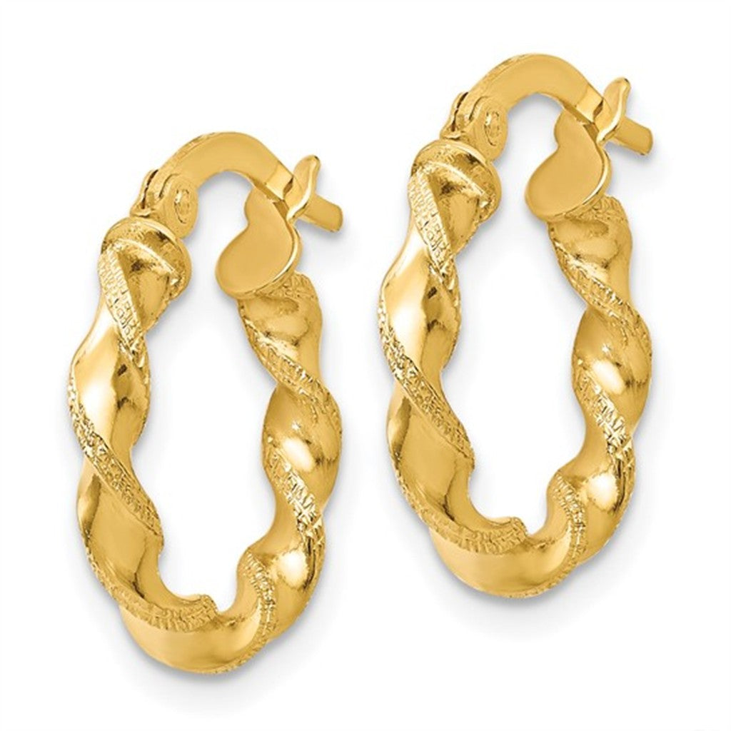 Elegant 14K Yellow Gold Twisted Hoop Earrings