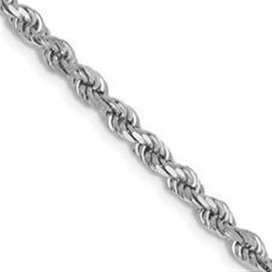 14K White Gold 22" 2.75MM DC Rope Chain – Lobster Clasp