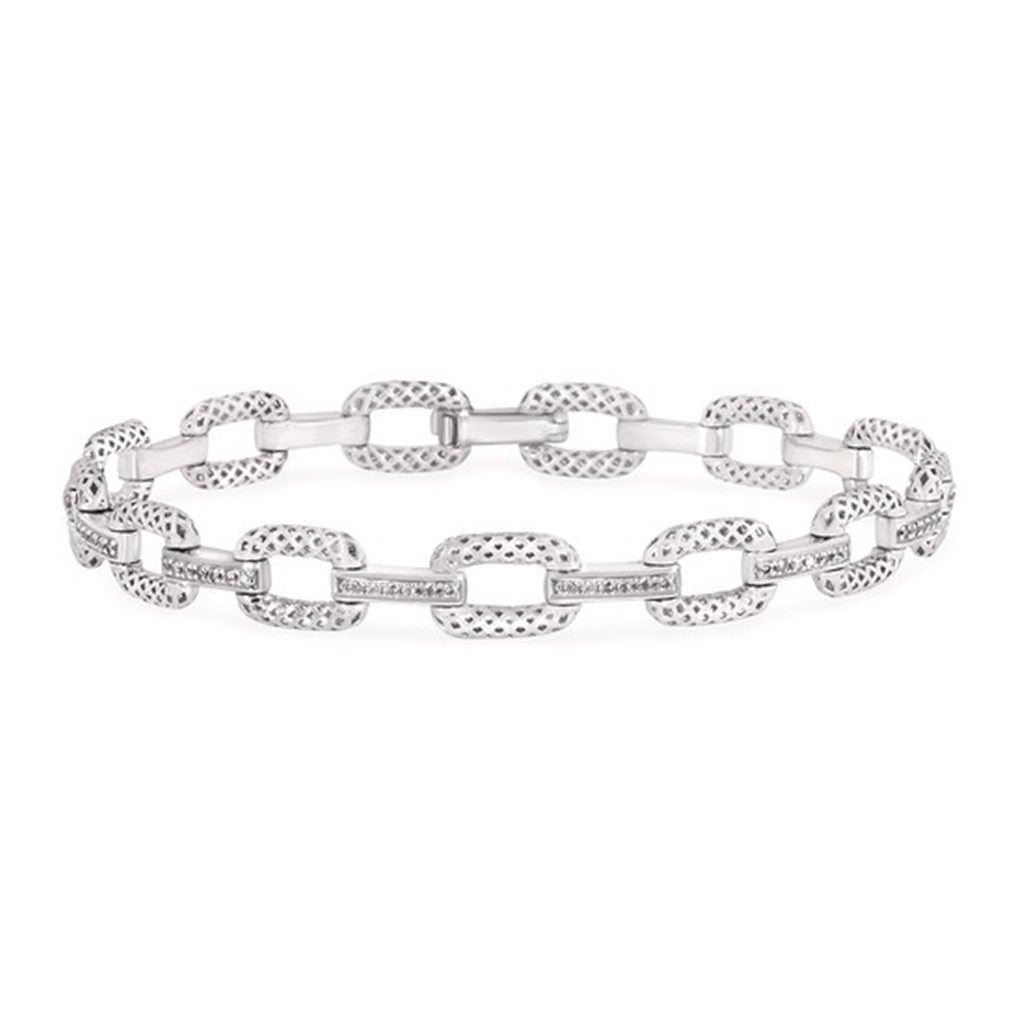 Elegant SS .38CTW Diamond Bracelet – 91 Round Diamonds, 7.5"