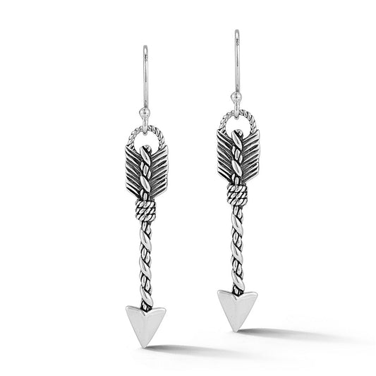 JAI Sterling Silver Arrow Drop Earrings with Frenc | Silver Earrings