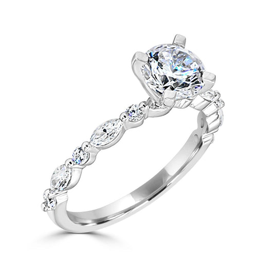 High Polish Solitaire with V-Shaped Head Semi-Mount Engagement Ring