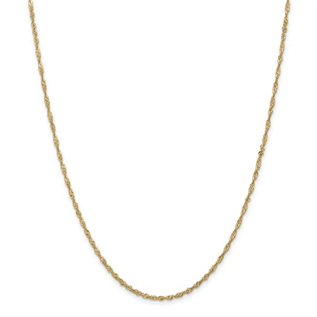 Dazzling 14K Yellow Gold Sparkle Singapore Chain