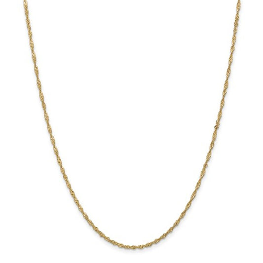 Dazzling 14K Yellow Gold Sparkle Singapore Chain