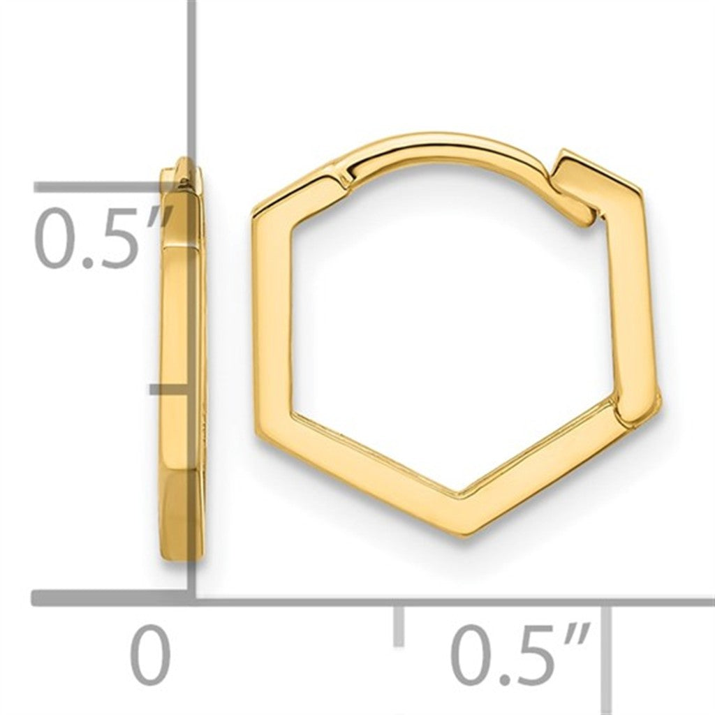 Elegant 14K Yellow Gold Polished Geometric Hoop Earrings