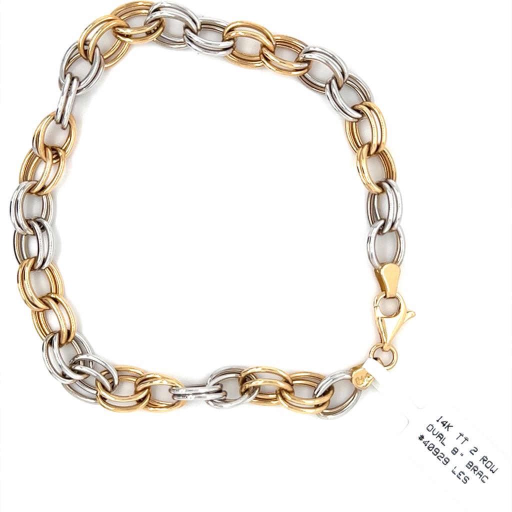 14K TT 2 ROW OVAL 8" BRAC#4092