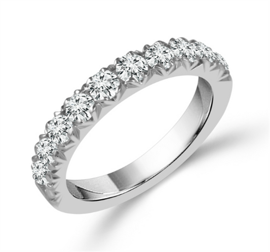 14K White Gold .25CTW 11 Round Brilliant Cut Diamond Band Size 7
